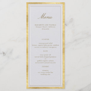 Modern Classic Gold Ivory Formal Elegant Wedding Menu