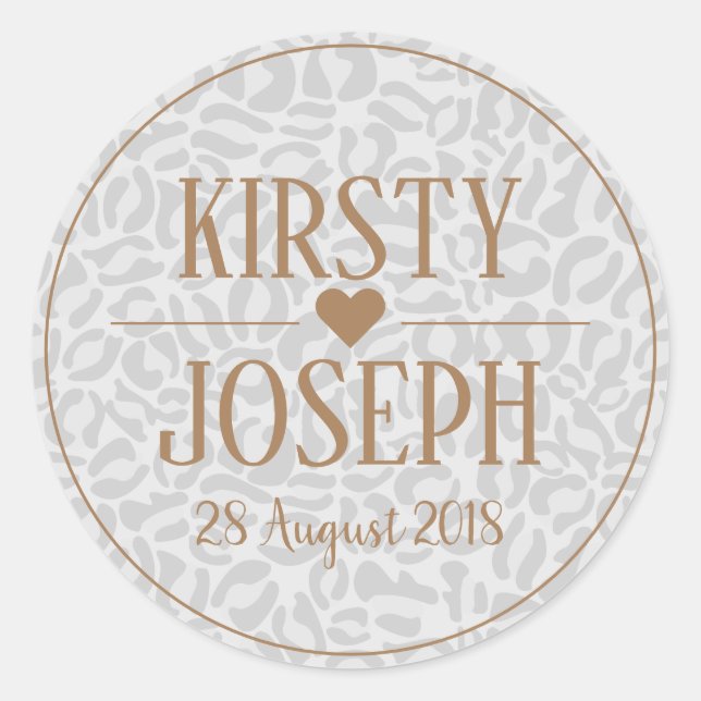 Modern Classic Gold leopard Print Wedding Sticker (Front)