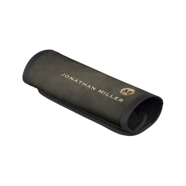 Modern Classic Gold Monogram Luggage Handle Wrap (Angled)