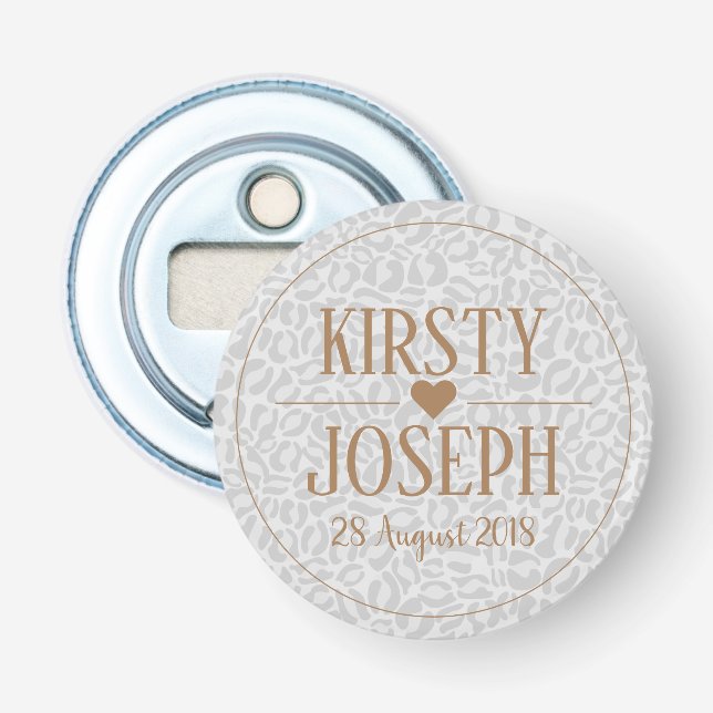 Modern Classic Gold Wedding elegant Pattern Bottle Opener (Front)