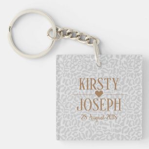 Modern Classic Gold Wedding elegant Pattern Keychain