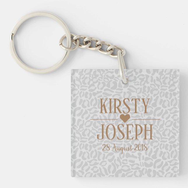 Modern Classic Gold Wedding elegant Pattern Keychain (Front)