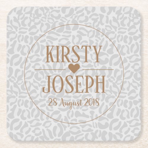 Modern Classic Gold Wedding elegant Pattern Square Paper Coaster