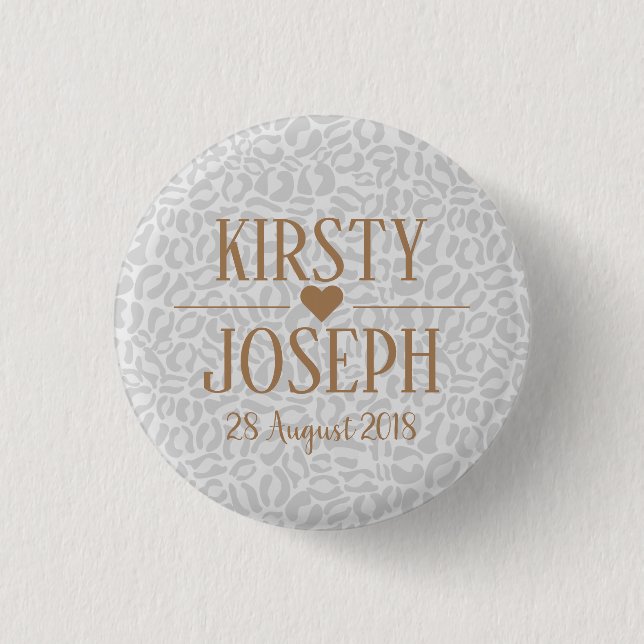Modern Classic Gold Wedding Pattern Button (Front)