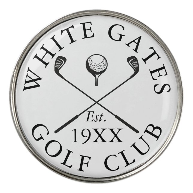 Modern Classic Golf Club Name Custom Ball Marker (Front)
