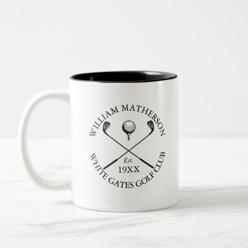 Modern Classic Golf Club Name Personalized Two_Tone Coffee Mug