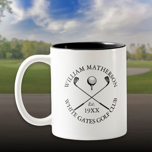 Modern Classic Golf Club Name Personalized Two-Tone Coffee Mug (Modern Classic Golf Club Name Personalized Two-Tone Coffee Mug)