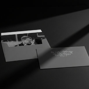 Modern Classic Grey Wedding Envelope