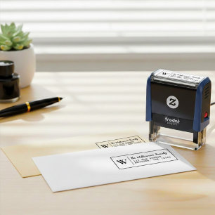 Modern Classic Initial Monogram Return Address Self-inking Stamp