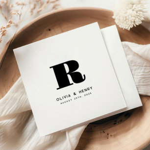 Modern Classic Last Name Initial Wedding Napkins