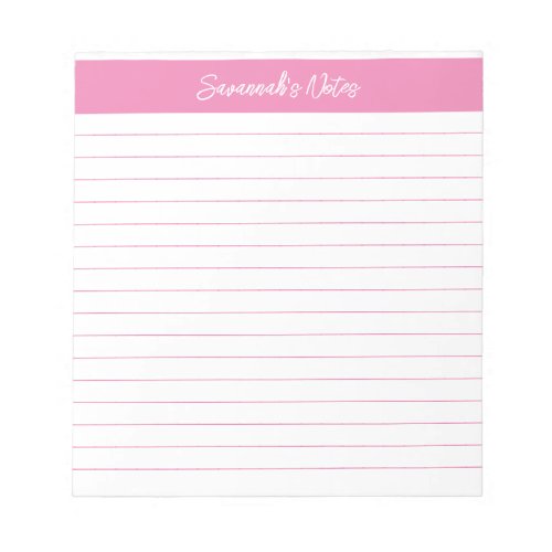 Modern Classic Light Pink Script Personalized Notepad