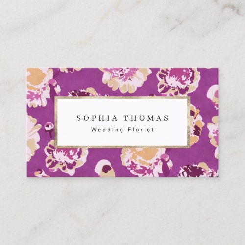 Modern classic lilac abstract floral professional business card