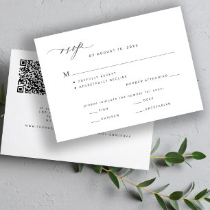 Modern classic mail or QR code wedding  RSVP Card