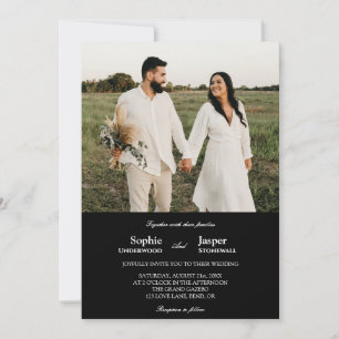 Modern Classic Minimalist Black Photo Wedding Invitation