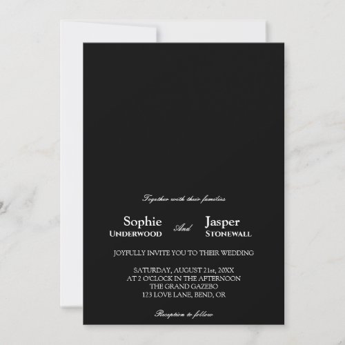 Modern Classic Minimalist Black Wedding Invitation