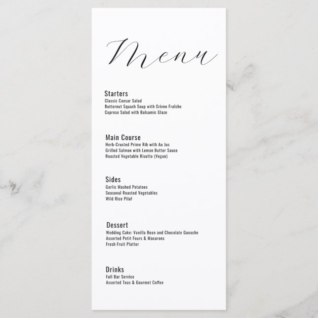 Modern Classic Minimalist Typography Menu (Front)