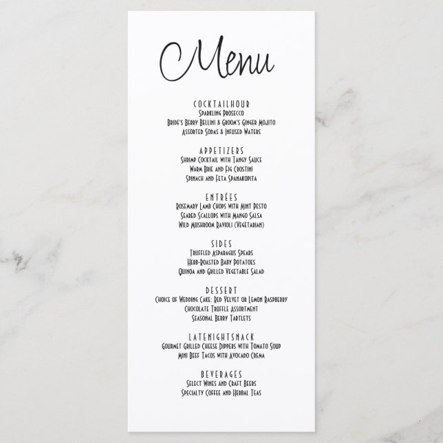 Modern Classic Minimalist Typography Menu (Front)