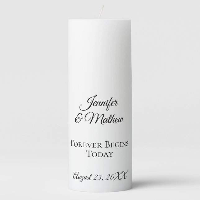 Modern Classic Minimalist Typography Pillar Candle (Front)