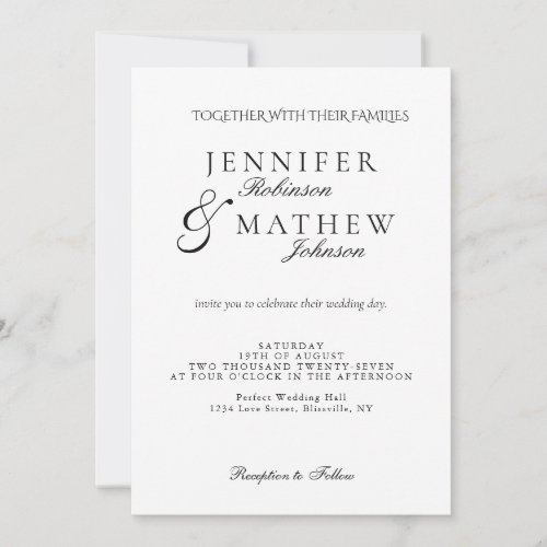 Modern Classic Minimalist Wedding Invitation