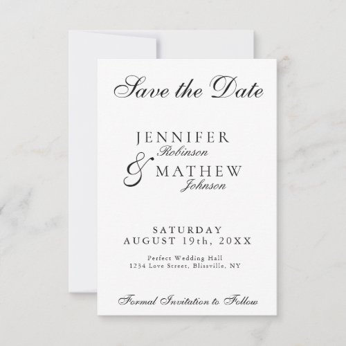 Modern Classic Minimalist Wedding Save The Date