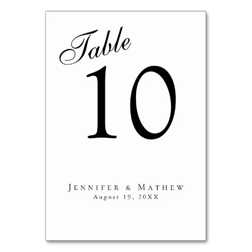 Modern Classic Minimalist Wedding Table Number