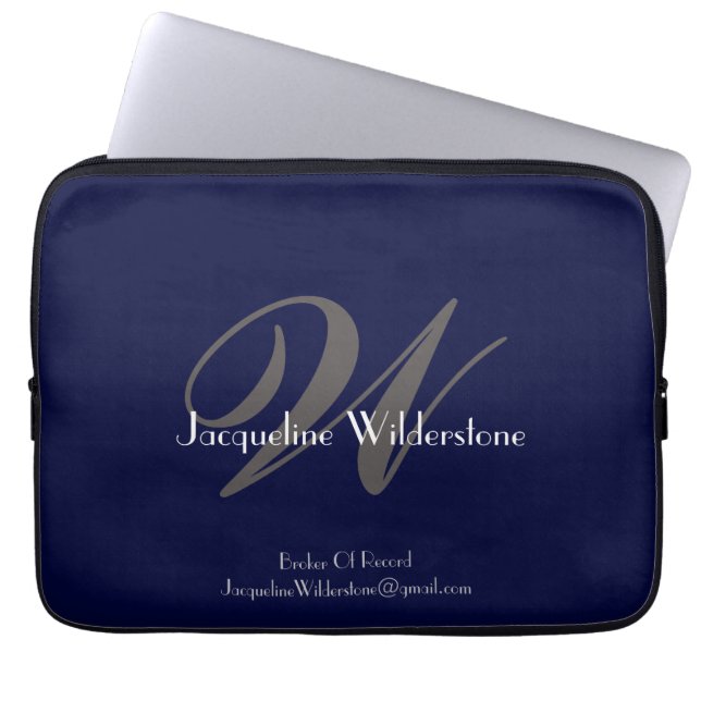 Modern Classic Monogram And Name Chic Professional Laptop Sleeve (Front)