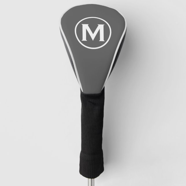 Modern Classic Monogram Gray Golf Head Cover (Front)