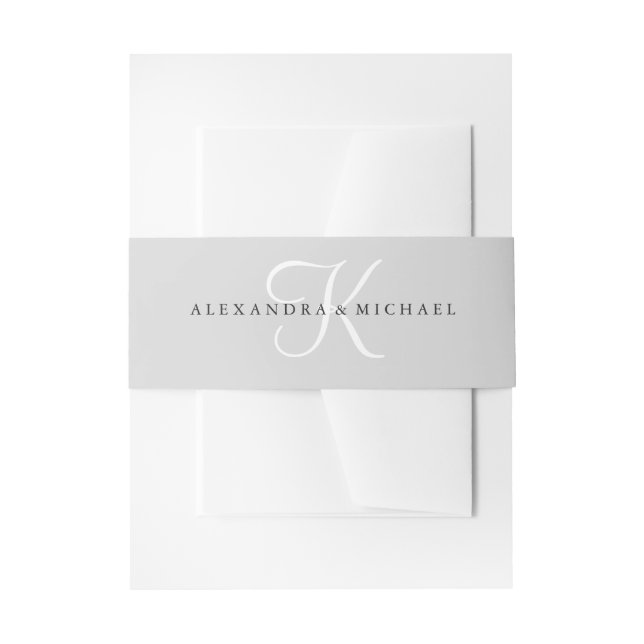 Modern Classic Monogram | Gray Invitation Belly Band (Front Example)