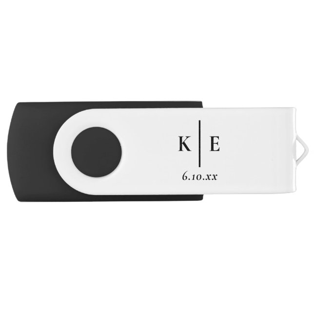 Modern Classic Monogram Wedding Flash Drive (Front)