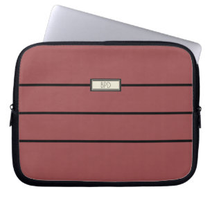 Modern Classic Monogrammed Initials Red & Black Laptop Sleeve
