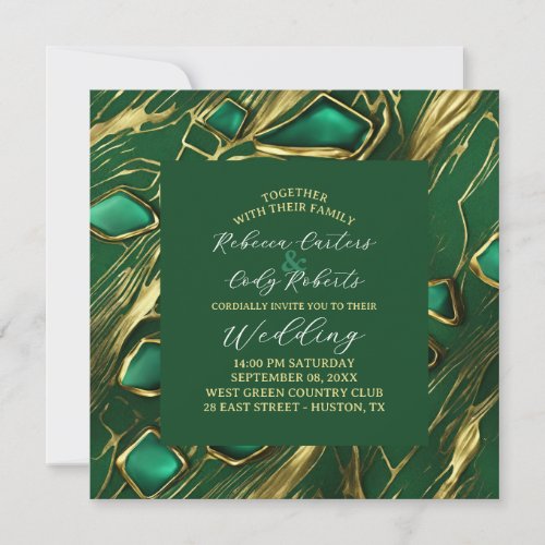 Modern Classic Moody Dark Emerald Green Wedding Invitation