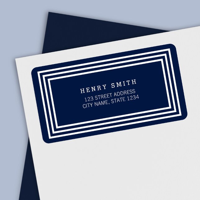 Modern Classic Navy Blue White Borders Address Label (Creator Uploaded)
