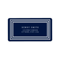 Modern Classic Navy Blue White Borders Address Label