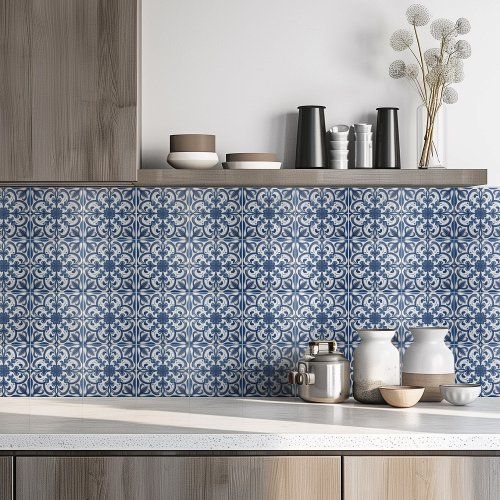 Modern Classic Navy Blue White Mediterranean Ceramic Tile