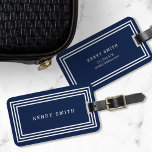 Modern Classic Navy Blue with White Borders Luggage Tag<br><div class="desc">Travel in style with this modern classic navy blue luggage tag featuring white borders. Personalize this tag with your information and for more options such as to change the font and it's size click the "Customize it" button. *Please note that the Zazzle Watermark that appears in the zoom preview will...</div>