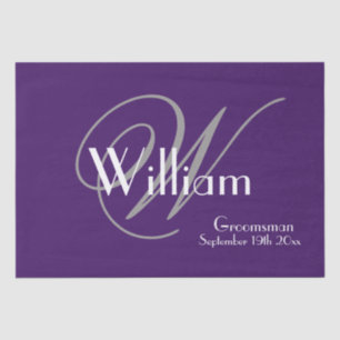 Modern Classic Personalized Silver White Mauve Tissue Paper