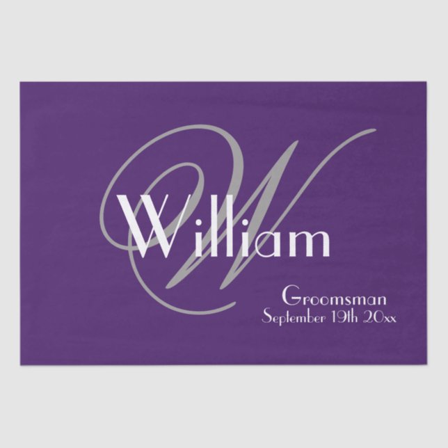 Modern Classic Personalized Silver White Mauve  Tissue Paper (Front)