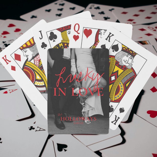 Modern Classic Personalized Wedding Guest Book Poker Cards (Add a playful and memorable twist to your guest book with these “Lucky in Love” playing cards!)
