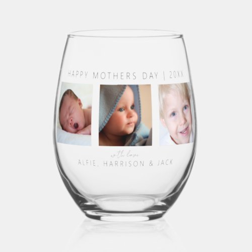 Modern Classic Photo Collage Stemless Wine Glass