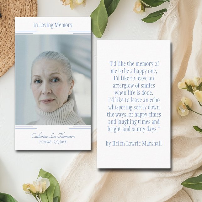 Modern Classic Photo In Loving Memory Prayer Card (Modern Classic Photo In Loving Memory Prayer Card
)