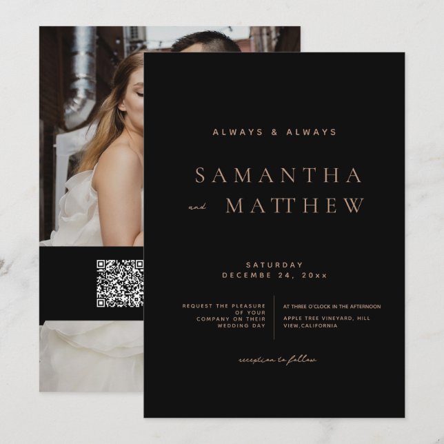 Modern Classic Photo Wedding Invitation (Front/Back)