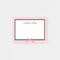 Modern Classic Pink Black Polka Dot Pink Ribbon Post-it Notes