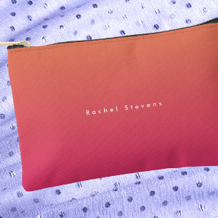 Modern Classic Pink & Orange Monogram Accessory Pouch