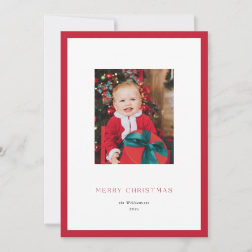 Modern Classic Red Frame Christmas Photo Card