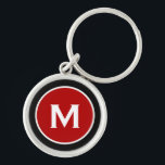 Modern Classic Red Monogram Keychain<br><div class="desc">Personalized Classic Monogrammed Keychain Monogram Initial Black Red White. Perfect as holiday gift,  family reunion favors,  thank you gift for groomsmen and gift for any special occasions.</div>