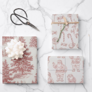 Modern Classic Red Pine Wreath Christmas Holiday Wrapping Paper Sheets