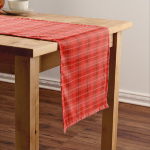 Modern Classic Red Plaid Short Table Runner