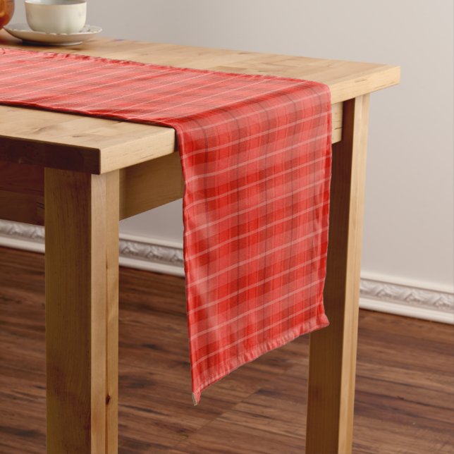 Modern Classic Red Plaid Short Table Runner (In Situ)