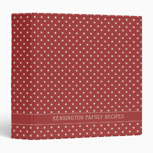 Modern Classic Red Polka Dots Recipe 3 Ring Binder