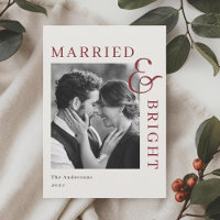 Modern Classic Red Typography Married and Bright